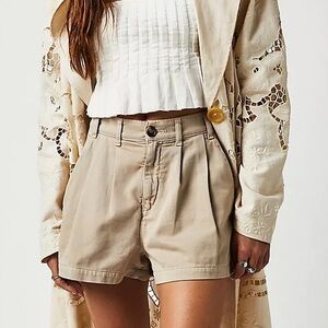 Free People Billie Chino Shorts in Almond Milk